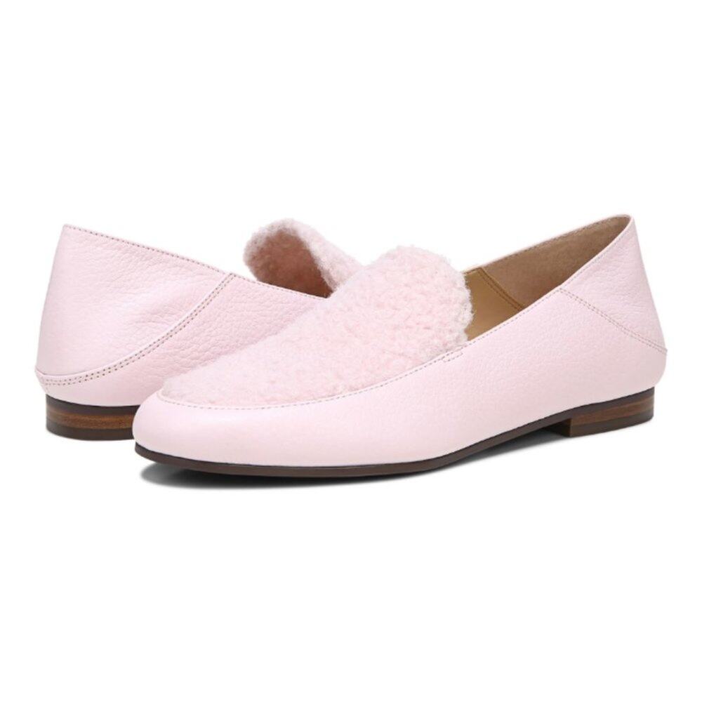 NEW Vionic Frieda Slip On Loafer Moc Driving Shoes Pink Shearling Leather 8.5